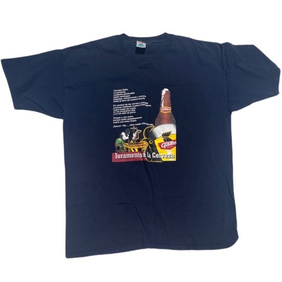 Vintage Rare El Gallo Cerveza dark blue t shirt - Picture 1 of 5